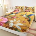 thumbnail image 3 of Homewish Rustic Hummingbird Full Size Sheets,Retro Flower Floral Bed Sheets,Green Orange Pink Sheet Sets For Girls Kids,Microfiber Bedroom Decor,4pcs, 3 of 7