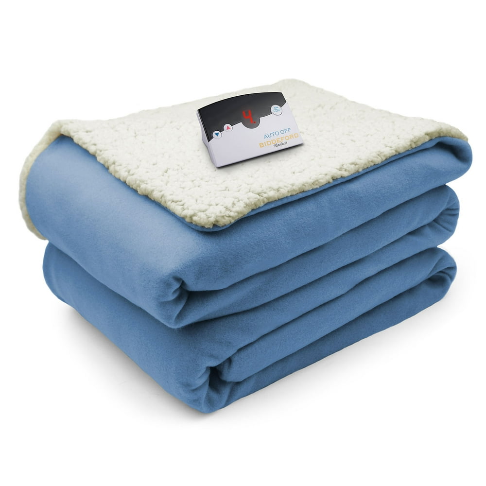 Biddeford Comfort Knit/Sherpa Electric Heated Blanket With Digtal