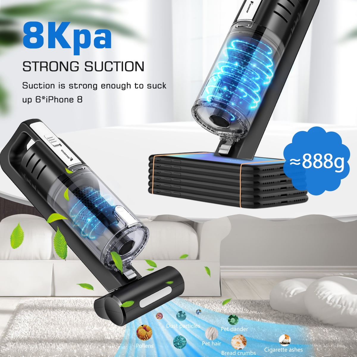 Foxnovo Handheld Vacuum Cleaner Portable Powerful Suction Cleaner Cordless Vacuum Cleaner Wet Dry Vacuum for Pet Hair Dust Grave
