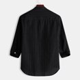thumbnail image 3 of INCERUN Men's Collarless Striped 3/4 Sleeve Casual Button Shirts Tops, 3 of 5
