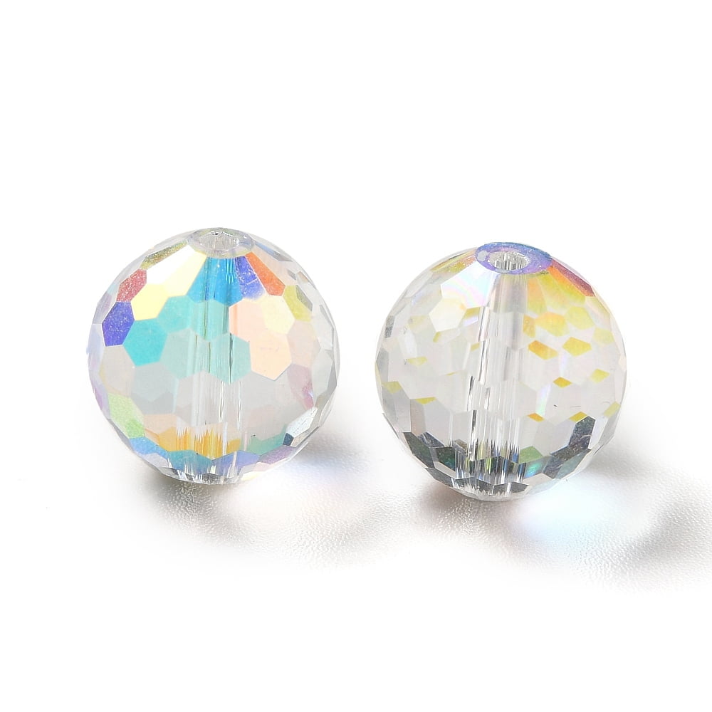 Glass K9 Glass Imitation Austrian Crystal Beads Faceted(128 Facets) Round Clear AB 10mm Hole: 1.5mm