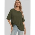 thumbnail image 3 of Oversized T Shirts for Women Short Sleeve Loose Fit Crewneck Summer Tops Casual Basic Rolled Sleeves Tee Shirt, 3 of 6