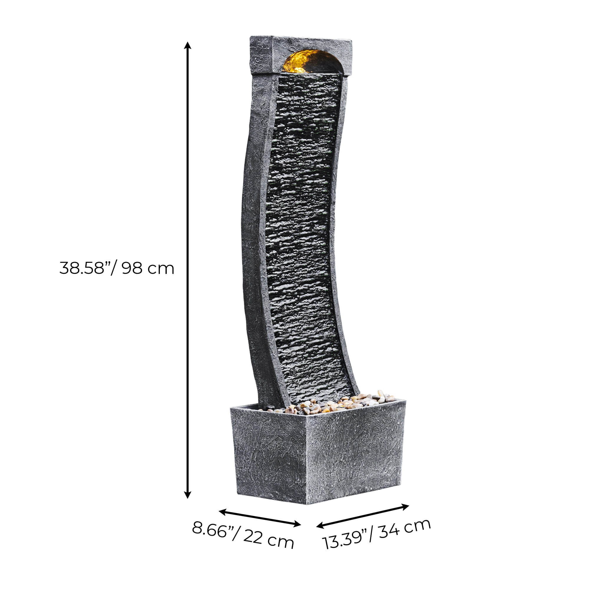 Teamson Home 38.58" Curved Waterfall Fountain with LED