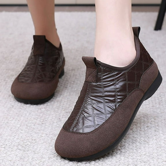 Xucatan Women's Puffy Low Booties, Slip On Winter Snow Boots with Fleece Lining & Memory Foam, Lightweight Warm Indoor Outdoor Shoes Gift