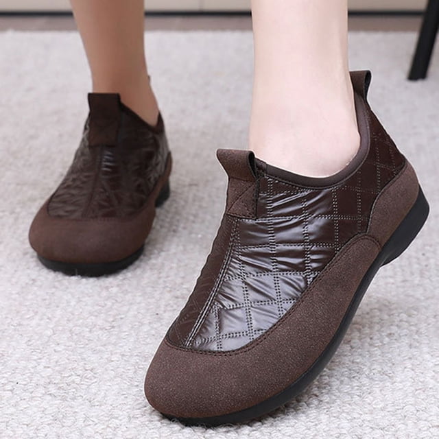 Xucatan Women's Puffy Low Booties, Slip On Winter Snow Boots with Fleece Lining & Memory Foam, Lightweight Warm Indoor Outdoor Shoes Gift