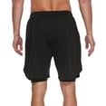 thumbnail image 2 of FEDTOSING Men's 2 in 1 Running Shorts Quick Dry Workout Athletic Shorts with Pocket Black,up to 3XL, 2 of 7