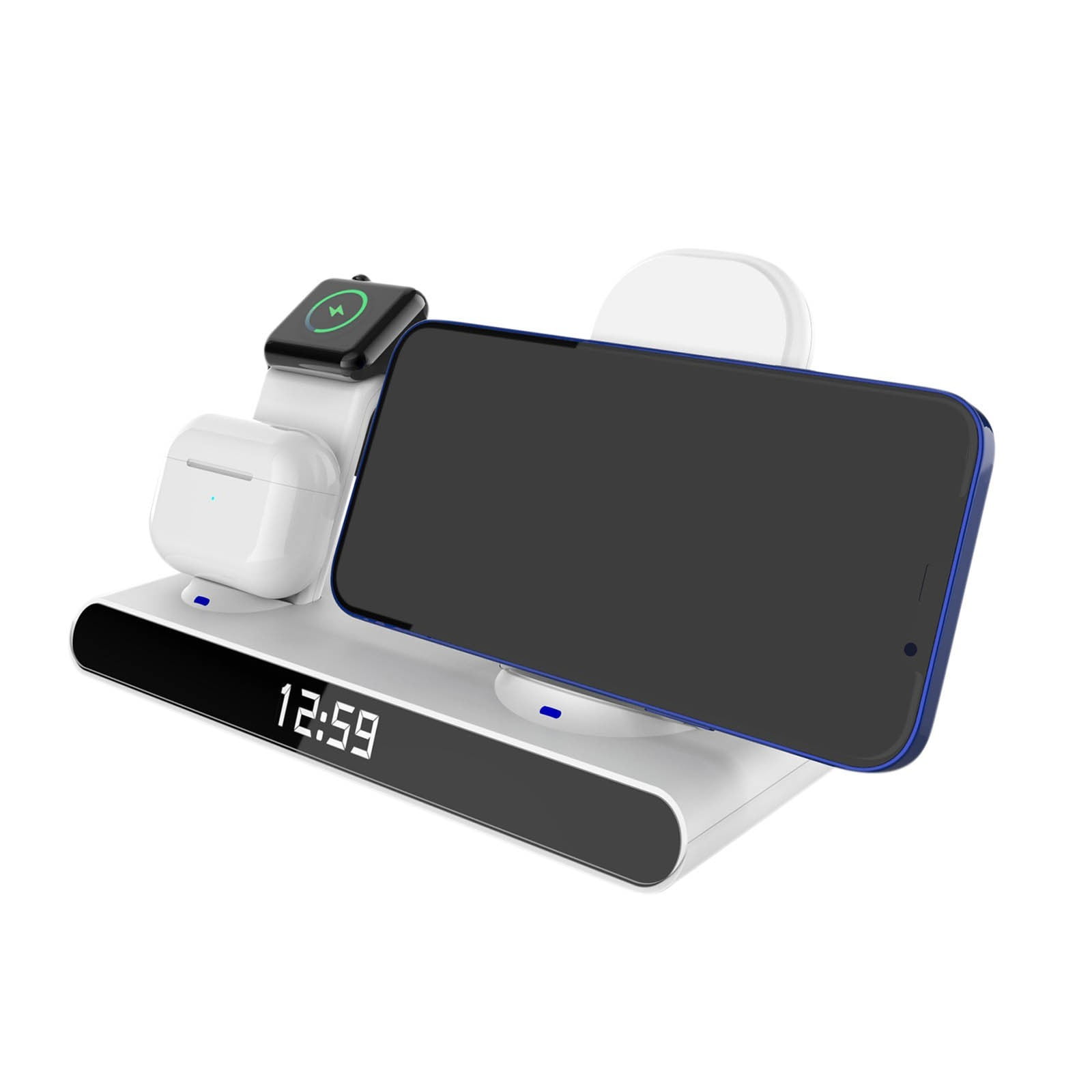 Clock 15W 3 in 1 Vertical Wireless Charger Suitable for Mobile Phone Watch Headset 3 in 1, Phone Holder