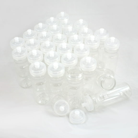 Rolling Sands 24 oz Clear Plastic Water Bottles with Wide Mouth and Pull Top Lid (30 Pack)