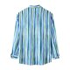 thumbnail image 3 of Camisas Vaqueras Para Hombre Manga Corta Camisa informal de manga larga con cuello vuelto y estampado de rayas multicolor para otoño e invierno para hombre (Blue, M), 3 of 7