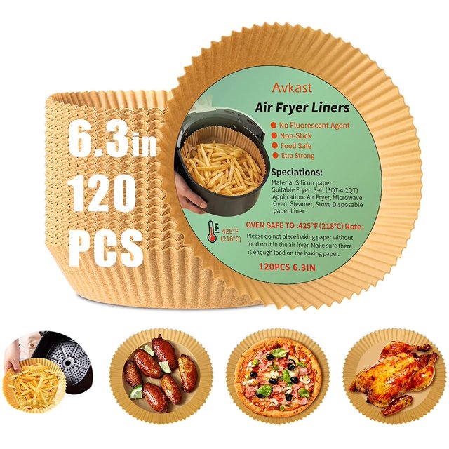 HHHC Non-Stick 6.3” Round Parchment Air Fryer Liners (120 Count)