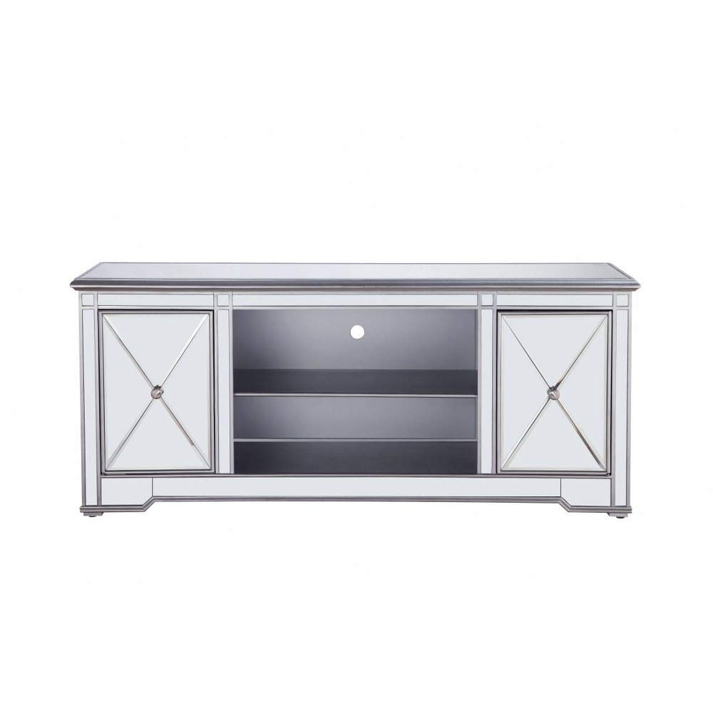 Elegant Decor 60 in. mirrored TV stand in antique silver