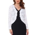 thumbnail image 1 of Inspire Chic Chaqueta de Mujer para la Noche 2025 Invitada de Boda Manga Larga Encaje Cóctel Formal Bolero S Blanco, 1 of 6