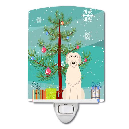 

Caroline s Treasures BB4190CNL Merry Christmas Tree Irish Wolfhound Ceramic Night Light 6x4x3 multicolor