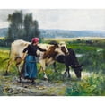 thumbnail image 2 of Julien Dupré 23x20 Black Ornate Framed Double Matted Museum Art Print Titled: Young&nbsp;Peasant Woman&nbsp;With Two Cows, 2 of 5