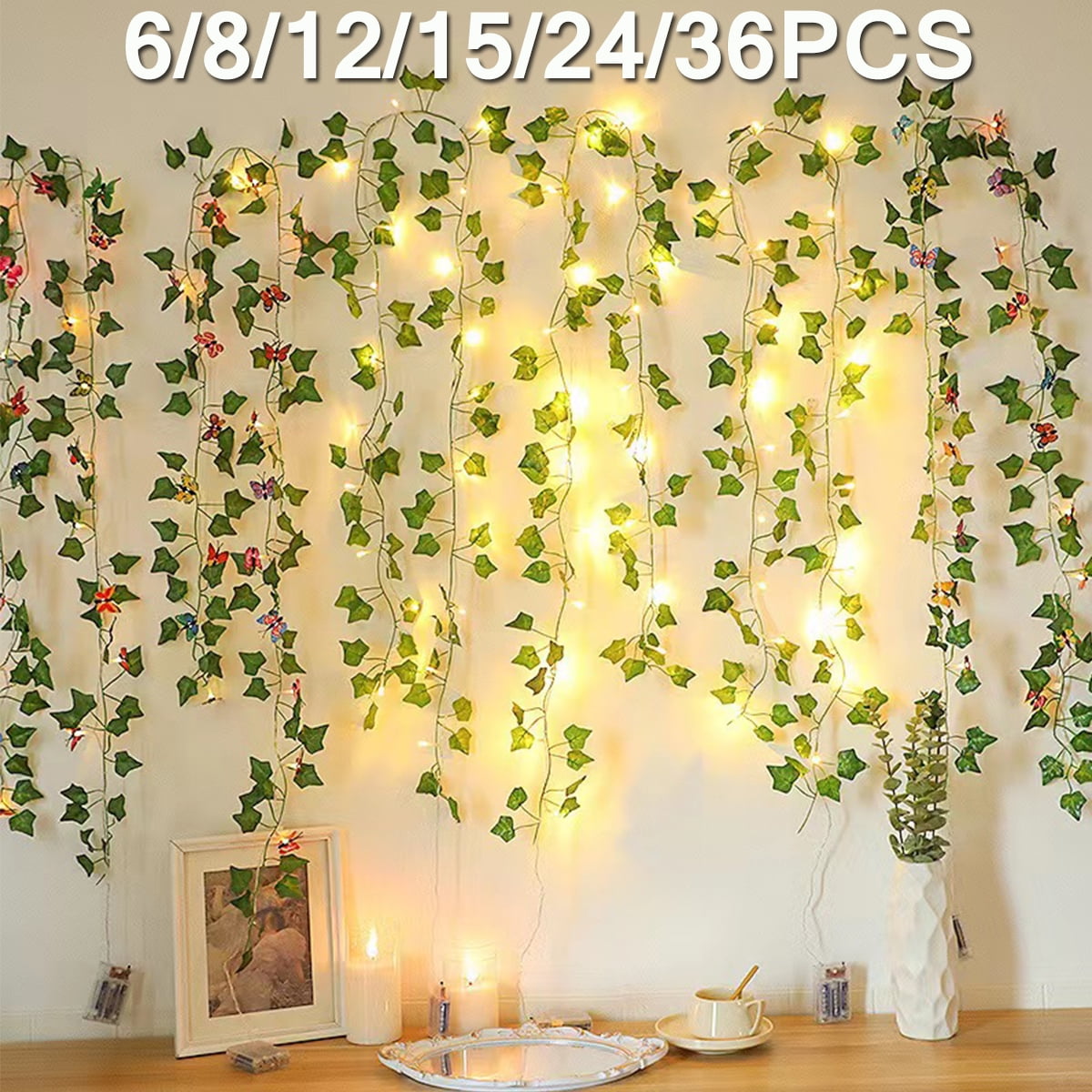 Artificial Ivy Garland, Fake Vines with UV-proof Green Leaves and ...
