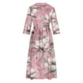 thumbnail image 5 of WFJCJPAF 2025 New Product Autumn Dresses for Women Plus Size Sale,Women's Summer Printed Fashion 3/4 Sleeve Turndown Collar Dress - Pink XXXL, 5 of 5