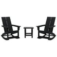 thumbnail image 2 of Emma + Oliver Set of 2 Modern All-Weather Black Poly Resin Adirondack Rocking Chairs with Matching Side Table for Outdoor Use, 2 of 11