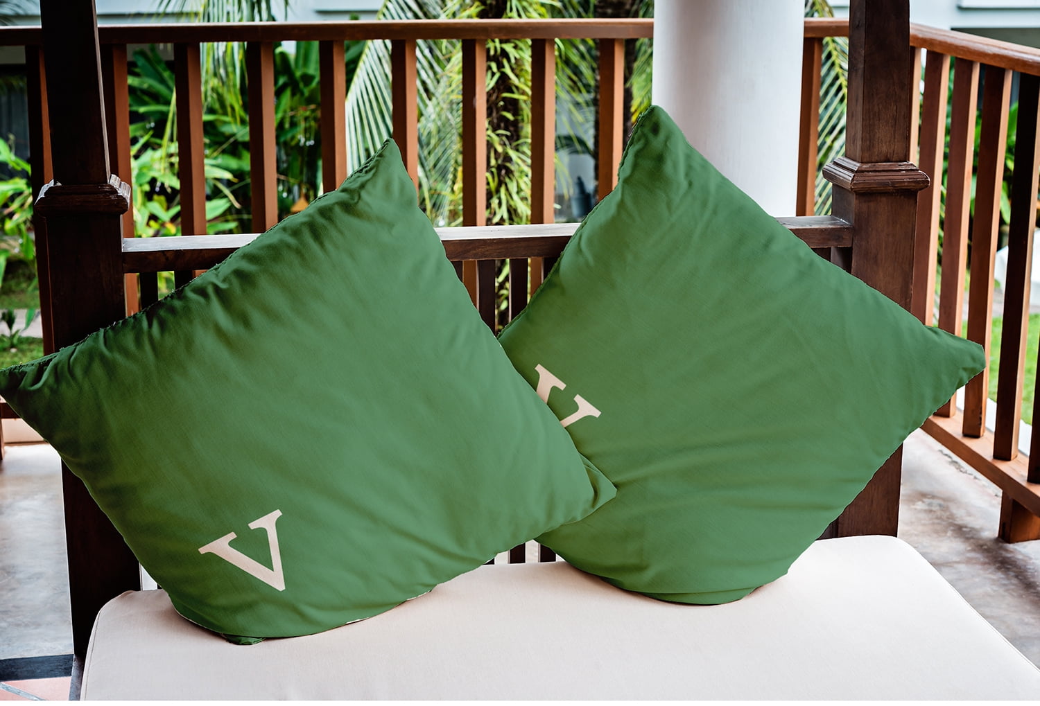 Simply Daisy 18" x 18" Modern Monogram Indoor/Outdoor Polyester Throw Pillow, Sage