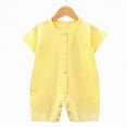 thumbnail image 2 of HCNTES Newborn Infant Baby Unisex Short Sleeve Jumpsuit One-Piece Children Toddler Light Pajamas Sleepwear Dailywear for Spring Summer(Light Yellow,12-18 Months), 2 of 4
