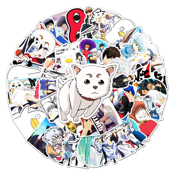 Pegatinas Gintamas Anime de vinilo impermeable, 50 unidades/paquete