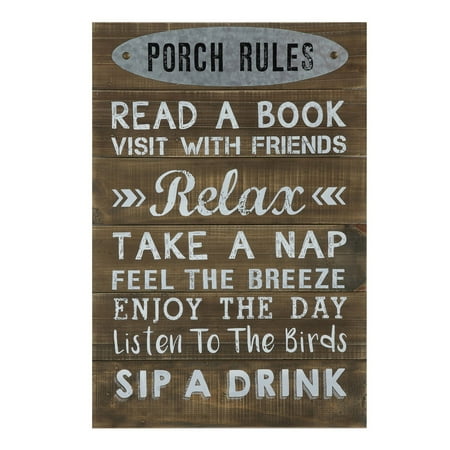 UPC 807472949604 product image for 3R Studios Porch Rules Wood Plaque Wall Art | upcitemdb.com