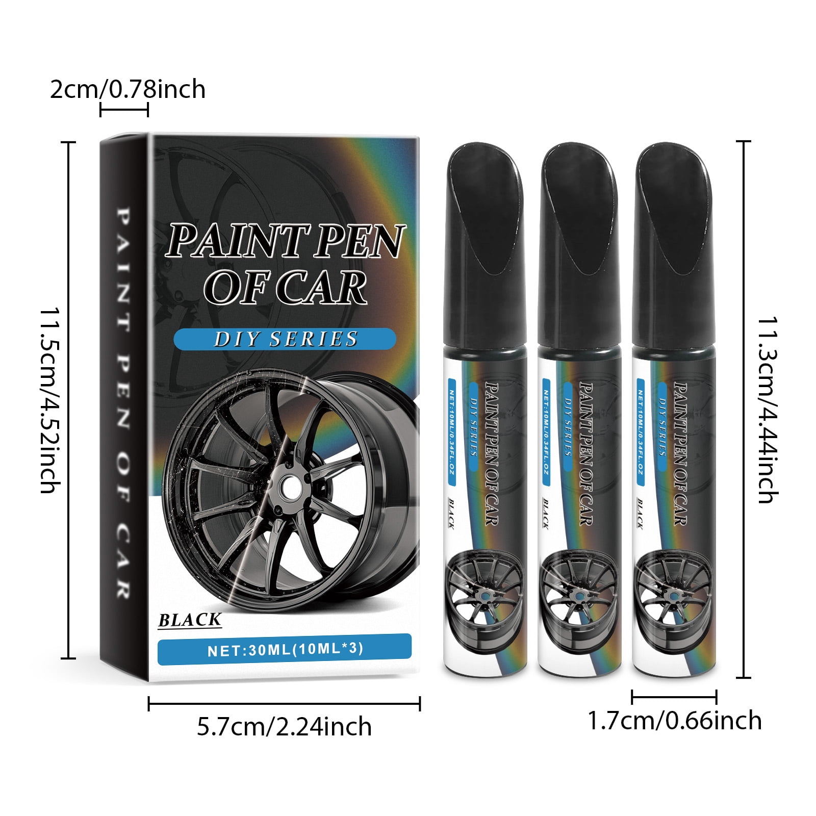 Alvantor Black Rim Touch Up Paint, Car Wheel Scratch Repair for Alloy, Metal, Universal Black Automotive, 1fl.oz