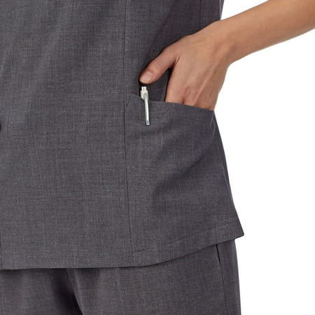 Women's Missy Cuddl Duds® Scrubs V-neck Top With 3 Pockets Color: Ceil Heather Size: X SMALL