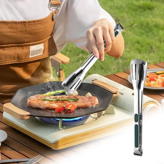 HBBKVI Stainless Steel Kitchen Tongs 11", Heat Resistant Grill Tongs for Cooking BBQ Salads, Non-Slip Grip Serving Tongs Kitchen Utensils