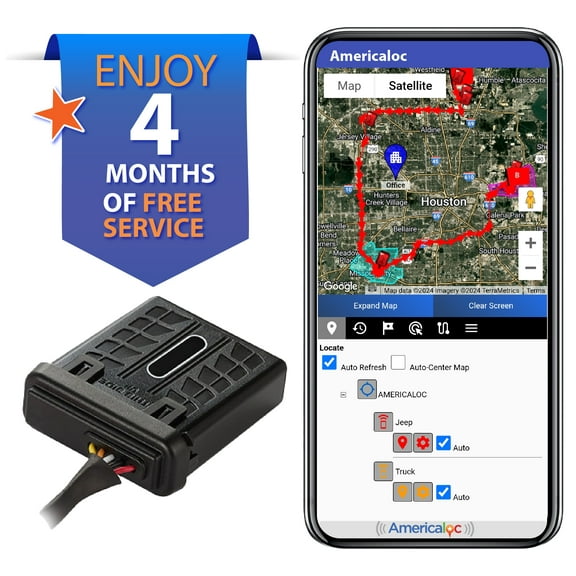 Americaloc STX Wired GPS Tracker for Vehicles. Includes 4 Months of Free Service
