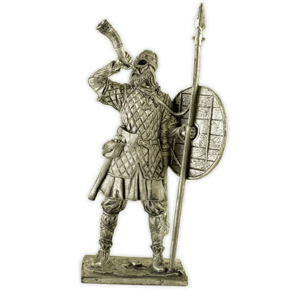 Toy soldier Viking 9-10 century metal sculpture. Collection 54mm (scale 1/32) miniature figurine. Tin toy soldiers