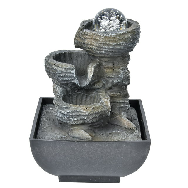 Tabletop Fountain, Elegant Resin Desktop Fountain, LED Light For Living Room Restaurant Office Hotel Bedroom EU Plug 220V