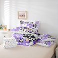 thumbnail image 5 of Homewish Fashion Cow Print Bedding Comforter Set 7pcs, Rustic Farmhouse Animal Queen Bedding Sets, Dreamy Purple Patchwork Reversible Queen Sheet Sets, Breathable Home Decor, 5 of 7