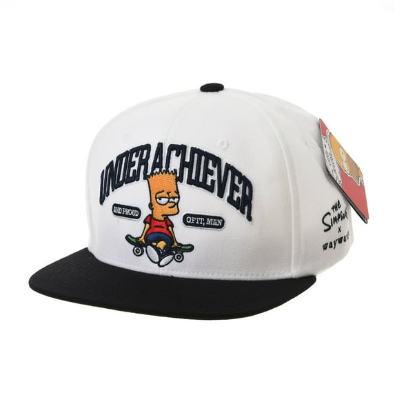 WITHMOONS The Simpsons Ball Cap Bart Skateboard Snapback HL2755 (White)