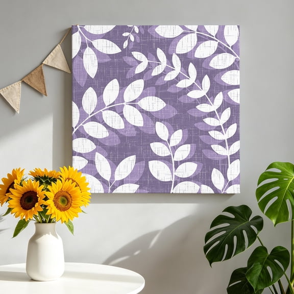 Purple Leaves Canvas Wall Art for Living Room, Farmhouse Branch Botanical Summer Rustic Poster Print Painting for Bedroom Office Home Decoration Wall Pictures Prepare To Hang 10"x10"