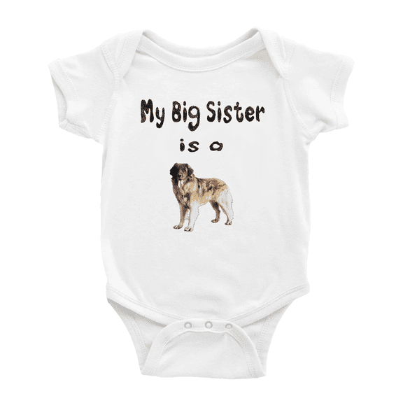 My Big Sister Is A Leonberger Dog Cute Baby Bodysuit Boy Girl Unisex