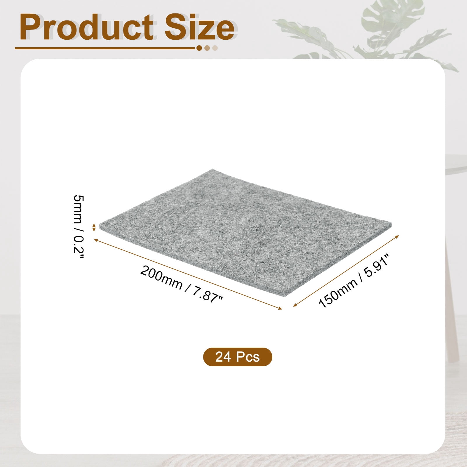 Felt Furniture Pads, 24Pack 7.87" x 5.91" Adhesive Backed Non-slip Anti-scratch Felt Pad for Protecting Hardwood Floor, Grey