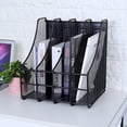 thumbnail image 3 of 4 Slots Metal Magazine Book File Stand Organizer Sorter Vertical Holder Office Home School, 3 of 11