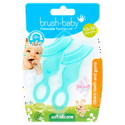 Brush Baby Teether and Chewable Infant Toothbrush for Ages 10-36 Months - Soft BPA Free Silicone Toothbrush for Teething Relief - Double Pack