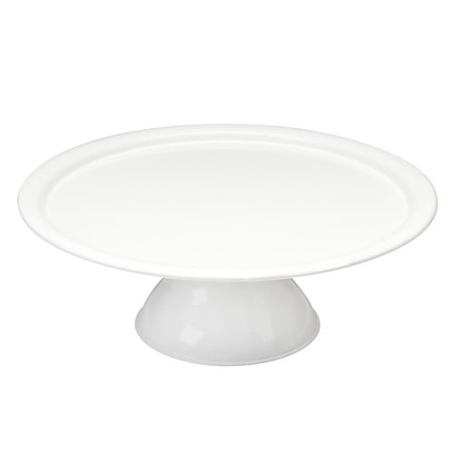 VENTO CERAMIC COATED METAL 13.5" FOOTED CAKE PLATE WHITE