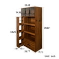thumbnail image 3 of Tall Kitchen Pantry Cabinet w/4-Tier Storage Cart, 3 Glass Doors, Storage Cabinet w/Drawer & Shelves, 3 of 7