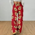 thumbnail image 5 of VINUSLI Plus Size Fleece Lined Pants Elastic Waist Drawstring Fuzzy Plush Teddy Bear Pajama Pant Wide Leg Lounge Pant Red,S, 5 of 8