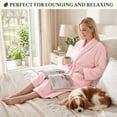 thumbnail image 6 of PAVILIA Pink Women Robe Fleece Plush Soft, Fluffy Fuzzy Cozy Warm Lightweight Bathrobe, Shower Spa House Long Robe for Women, S/M, 6 of 9