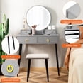 thumbnail image 4 of Giantex Ensemble de Coiffeuse avec Miroir Éclairé à 3 Couleurs à Intensité Réglable, Table de Maquillage pour Femmes et Filles, Gris, 4 of 8