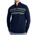 thumbnail image 1 of GigrtiJin Pull à Quart de Zip pour Hommes Manches Longues Col Montant Pull Rayé Mode Décontracté Confortable, 1 of 5