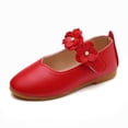 thumbnail image 5 of Xfvqtps Toddler Girls Dress Shoes Flower Mary Jane Princess Solid Color Hook and Loop Soft Sole Non Slip Comfortable Wedding Party Spring Summer Leather Flats for 12 Months-11 Years Red, 5 of 9