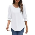thumbnail image 3 of UVN Summer Blouses for Women 3/4 Sleeve Shirts Ladies Casual Crew Neck Womens Tunic Tops, 3 of 11