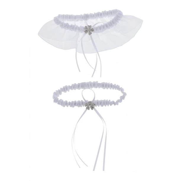 2pcs / Set Liga De La Pierna De Del Cordón De Las Mujeres Bowknot Leg Band Para Novias Blanco