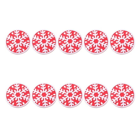 

NICEXMAS 10 Pcs Christmas Themed Coasters Round Felt Fabric Non-skid Insulation Cup Mats Drink Placemat (Snowflake)