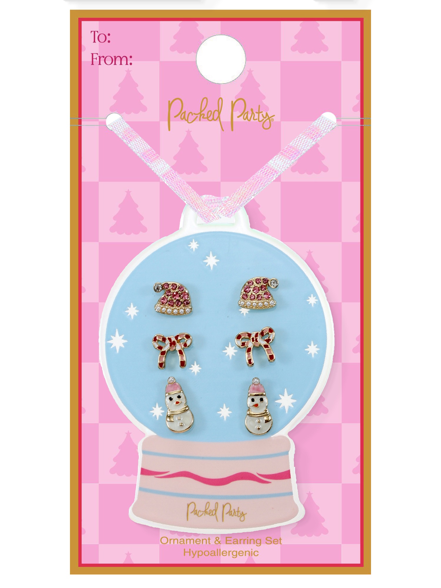 Packed Party Earring Set with Snow Globe Ornament