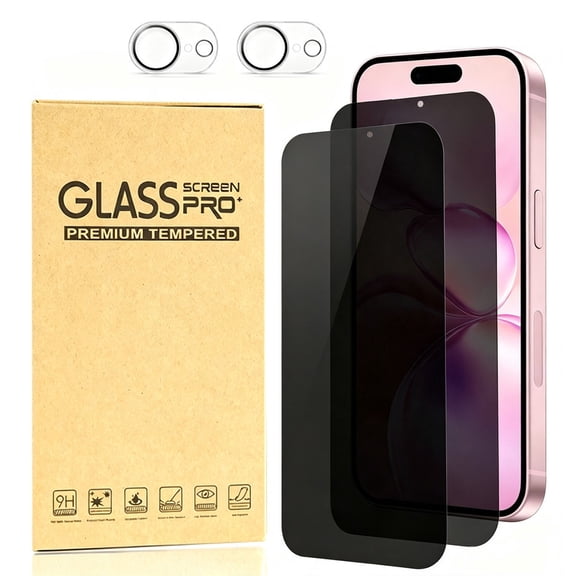 Hotpom 2-Pack Privacy Screen Protector for iPhone 16E/ 17E, with 2-Pack Camera Lens Protector, Anti-Spy & Anti-Glare, Easy Installation with Case Friendly Design